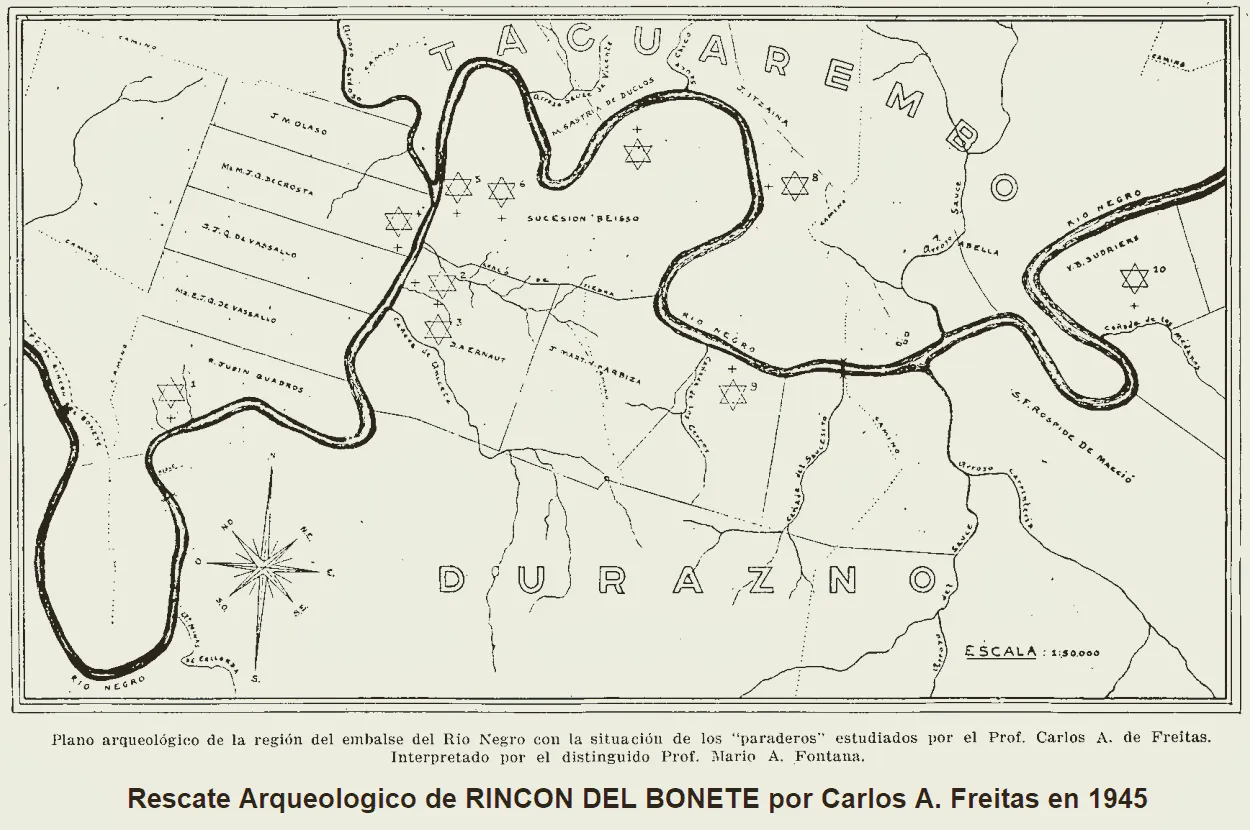 Rescate Arqueologico de RINCON DEL BONETE por Carlos A. Freitas en 1945