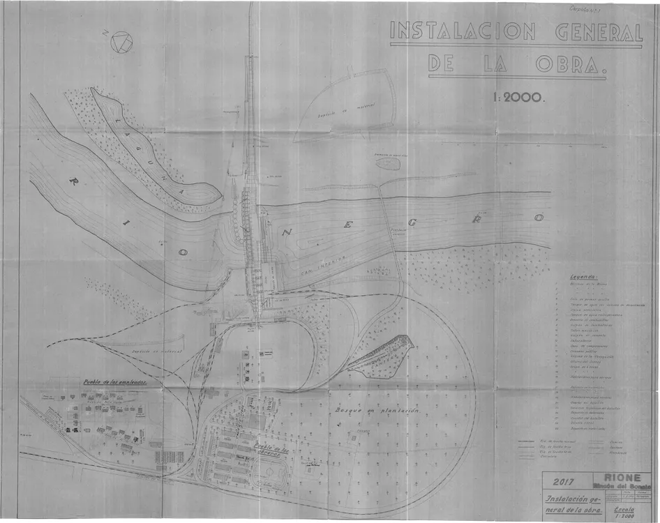 2017 RIONE Instalacion General de la Obra Zanjas y desvio del rio 1943
