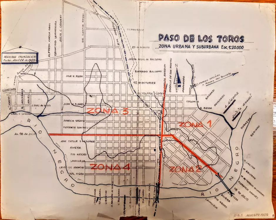 PLANO Paso de los Toros MAXIMA INUNDACION Abril 24 de 1959 (1)