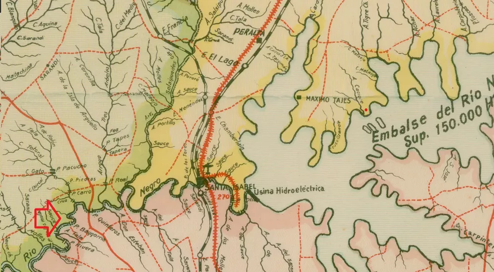 Mapa con Baygorria y Bonete en 1960
