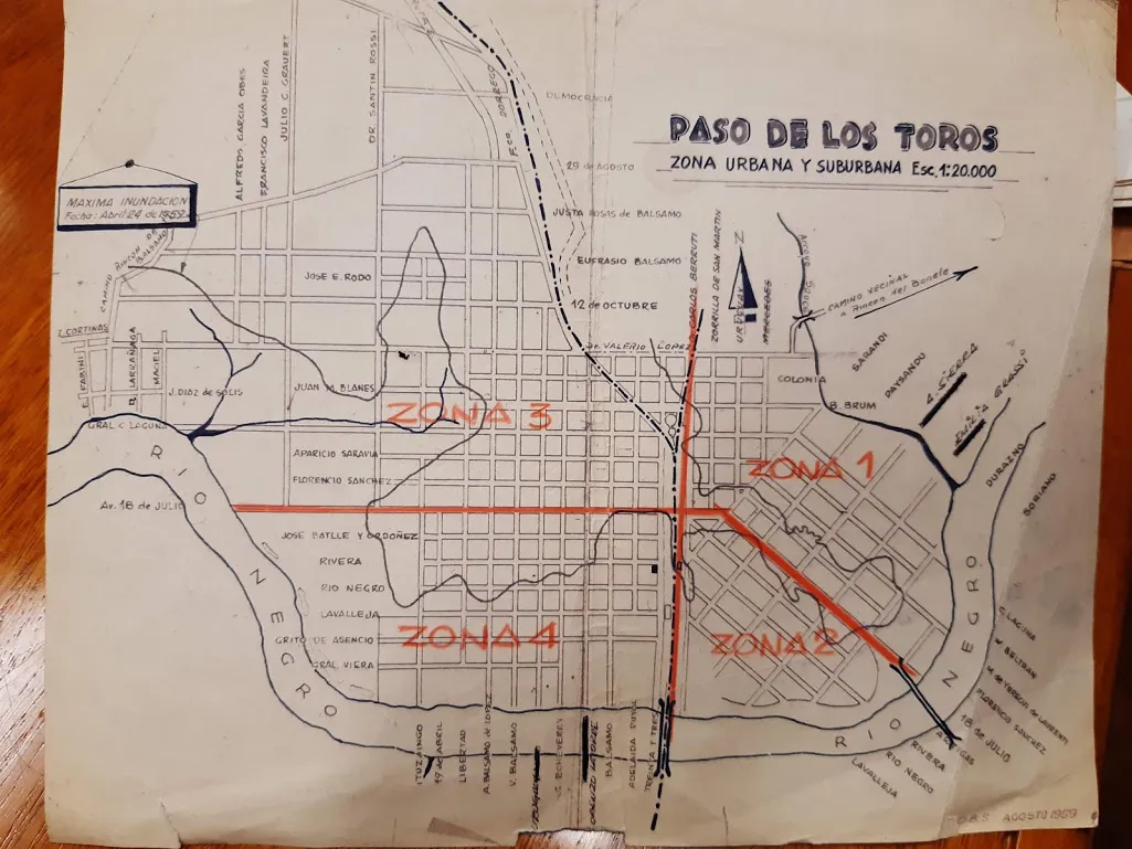 Plano de la Evacuacion Abril 1959 Paso de los Toros