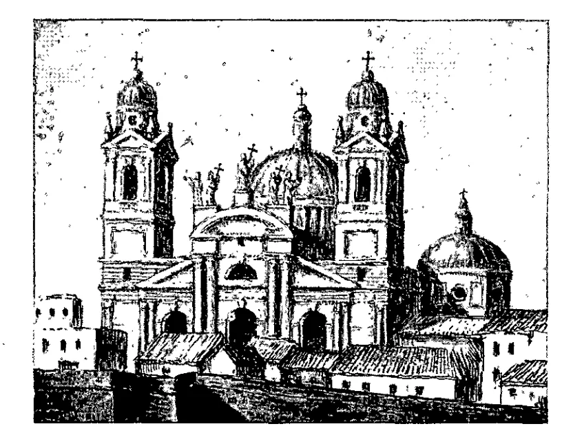 La iglesia Matriz de Montevideo segun dibujo a lapiz de Manuel Alonso en el año 1794